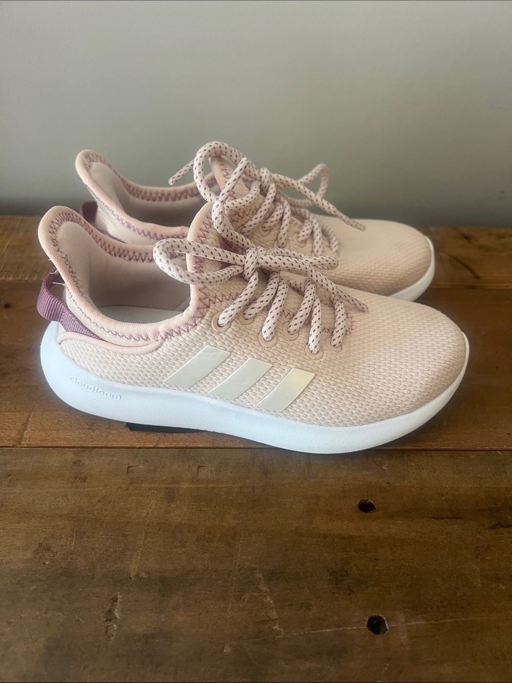 adidas Kids Pink Mesh Lace-Up Sneakers with White Stripes
